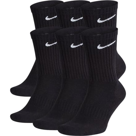 6-pack Nike Everyday Cushion Crew Training Socks Zwart - witte swoosh Maat XL