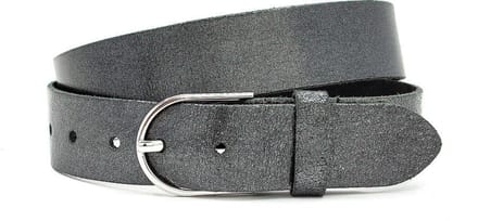 Damesceintuur pewter - 4 cm breed - Leer - Jeans riem - Casual - Maat 105