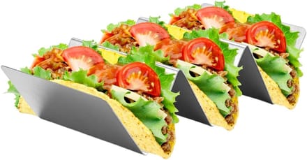 Taco Plaat - Tortilla Houder - Buffet Presentatie - Anti-slip Structuur - 3-grid 20.5cm - Zilver