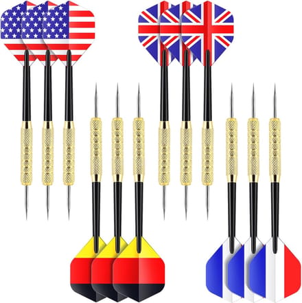 Dartset met Stalen Tip Darts - 12 Stuks met Vlaggen Flights en Extra Schachten