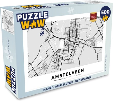 Puzzel Kaart - Amstelveen - Nederland - Legpuzzel - Puzzel 500 stukjes