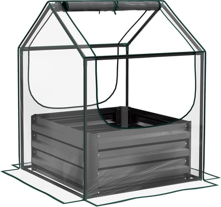 Outsunny Multifunctioneel Tuinbed - Kunststof - 70x70x90cm - Donkergrijs
