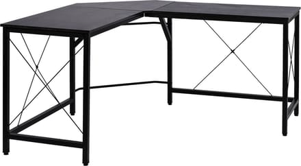 HOMCOM Computertafel L-vormig hoekbureau MDF naturel / zwart hoekbureau 836-122