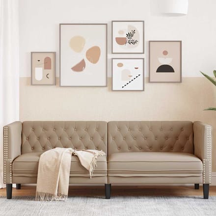 vidaXL - Driezitsbank - Chesterfield-stijl - kunstleer - cappuccinokleurig