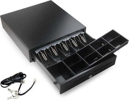 Kassalade met 12V aansluiting voor POS-systemen - Robuuste RVS met RJ11-interface