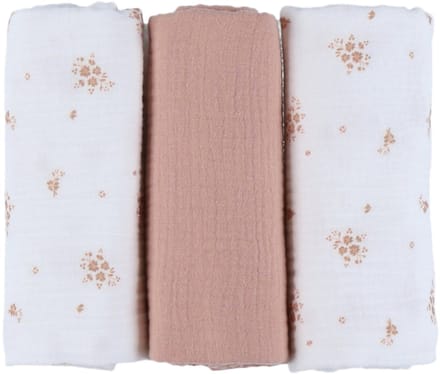 Noukie's Hydrofiele Doeken Set - Vintage Flowers - 70 x 70 cm - Wit/Roze
