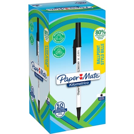 Balpen Paper Mate Kilometrico Recycled medium zwart