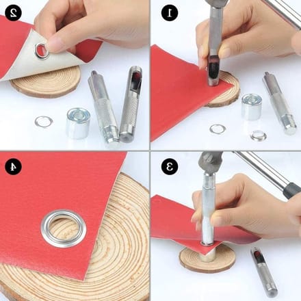 Complete Grommet Tool Kit met 100 Sets Eyelets en Opbergdoos voor Creatieve Projecten en Handwerk