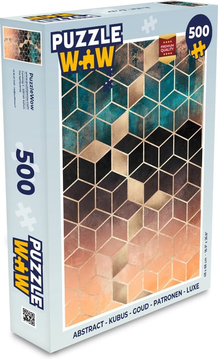 Puzzel Abstract - Kubus - Goud - Patronen - Luxe - Legpuzzel - Puzzel 500 stukjes