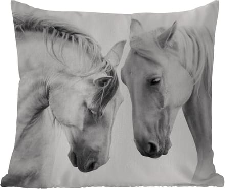 Sierkussen Buiten - Paard - Dieren - Portret - Wit - 60x60 cm - Weerbestendig