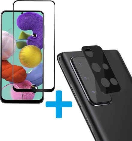 Volledige Dekking Scherm Tempered Glass Screen Protector + Camera lens Beschermer Geschikt voor: Samsung Galaxy A71