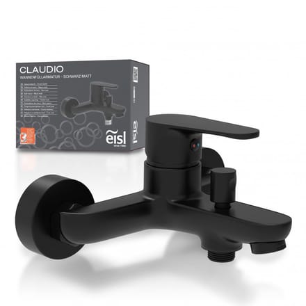 EISL SPEED Badkraan Mat Zwart – Messing|½ Aansluiting|Keramische Cartouche|160 mm Uitloop