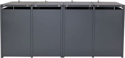 4 afvalemmerbehuizing MCW-J82, uitschuifbare afvalemmerbox, metaal 100kg, antraciet ~ donker marmer look