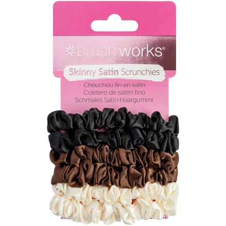 brushworks Skinny Satin Scrunchies - 6 Pack