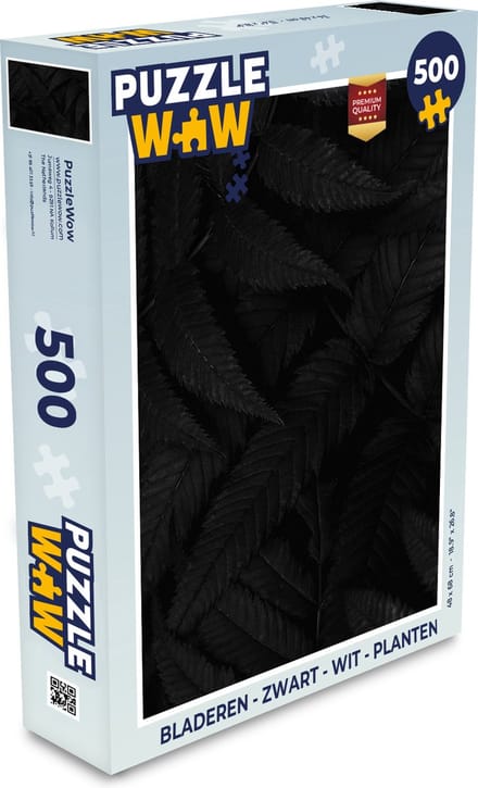 Puzzel Bladeren - Zwart - Wit - Planten - Botanisch - Legpuzzel - Puzzel 500 stukjes