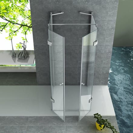 ALONI Douchecabine U-Opstelling met 2 Draaideuren en 2 Zijwanden – 90x90x195 cm – 8 mm Veiligheidsglas – Chroom – Helder Glas
