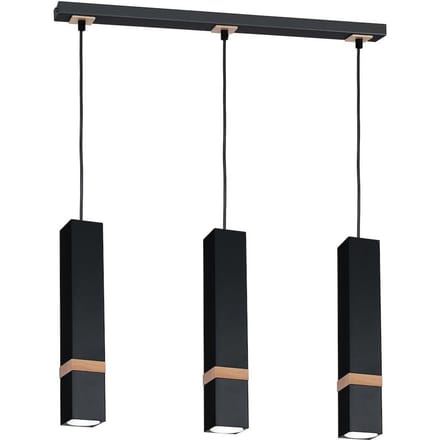 VIDAR Zwarte Hanglamp 3xGU10 - Modern Design