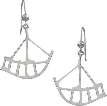 Oorbellen, hang, Grote zilveren boot