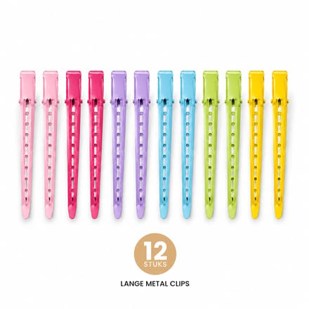 Haar in Stijl® 12 Metal Clips Mix - Kappers Lange Haarklemmen 8.5 cm