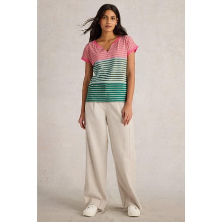 White Stuff Nelly Notch Neck Tee Pink Multi Taglia: 12 REGULAR | Maglie Sportivi Outlet | Donna | Rosa