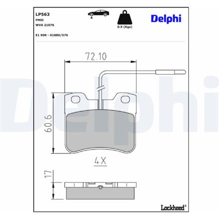 Remblokset DELPHI LP563, voor
