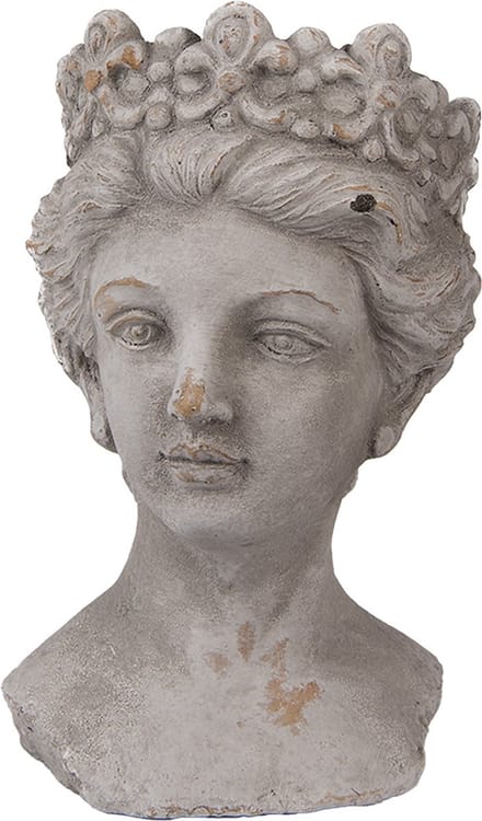 Clayre & Eef Bloempot Vrouw 14x15x24 cm Grijs Steen