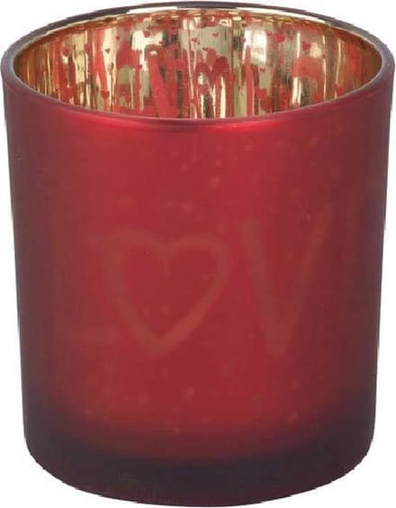 Cosy @ Home Theelichthouder Love Gold Rood D7xh8cm G