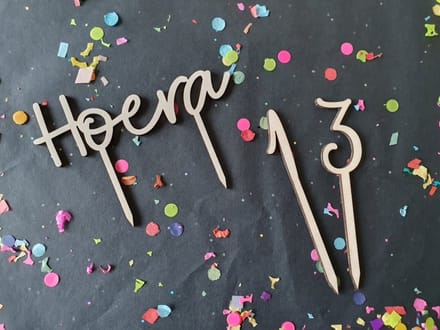 Taarttopper Hoera, Caketopper, Taart en Cake Topper, Feest, verjaardag