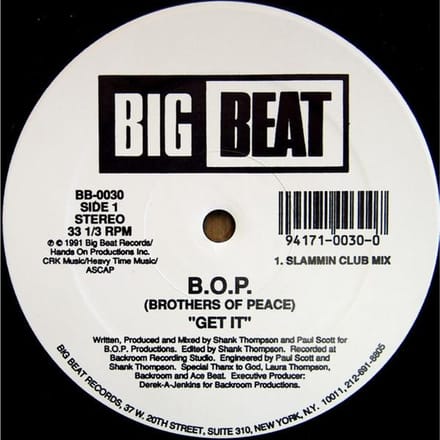 12-inch Plaat B.O.P. - Krijg Het / Ga Eraf BB0030 Big Beat 1991 VS Dans & Electronica Gebruikt gray