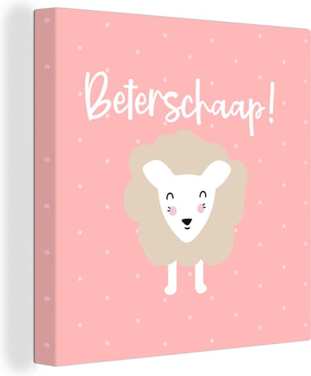 Canvas Schilderij Beterschap - Quotes - Schaap - 20x20 cm - Wanddecoratie