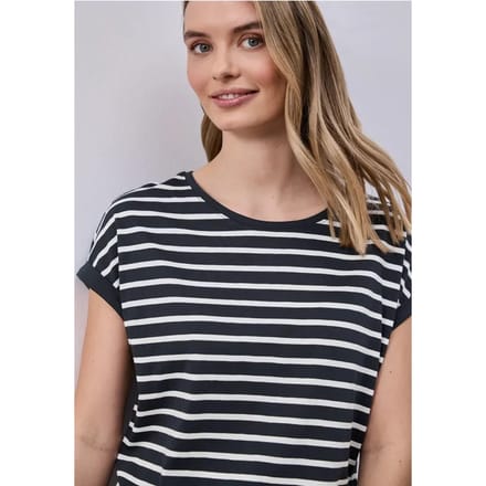 Shirt met hangende schouder en strepen