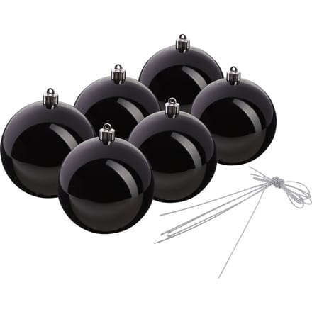 Kerstballen van kunststof,  Ø 100 mm - Zwart