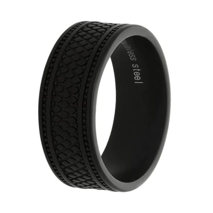 Lucardi Heren Ring reptiel zwart - Ring - Vaderdag Cadeautje - Staal