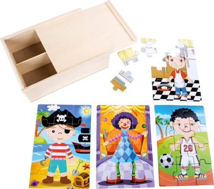 Small Foot Houten 4-in-1 Puzzelbox Jongens In Pak