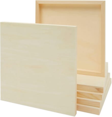 Onafgewerkte houten panelen - schilderen - 6 stuks - rechthoekig - 30,5 x 30,5 cm