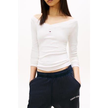Tommy Hilfiger Slim Off Shoulder Ecru Größe: M | Longsleeves Outlet | Damen | Braun