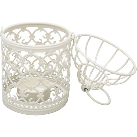 Theelichthouder Lantaarn Hol Patroon Decoratieve Metalen Vogelkooi Kaarsenhouder voor Eettafel Bruiloft white