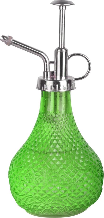 Esschert Design plantenspuit/vernevelaar - glas - smaragdgroen/zilver - 20.5 cm