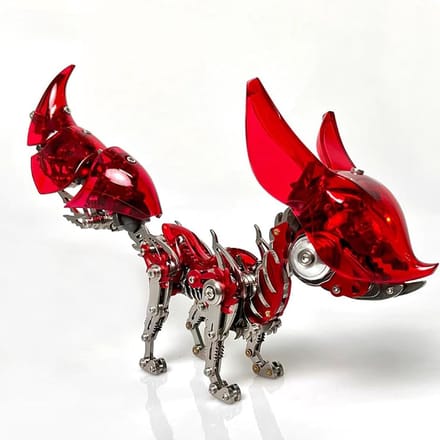 Metalen Puzzel Vos - 3D Modelbouw - Hobby Ambacht - Verstelbaar Ontwerp - Medium Formaat - Rood