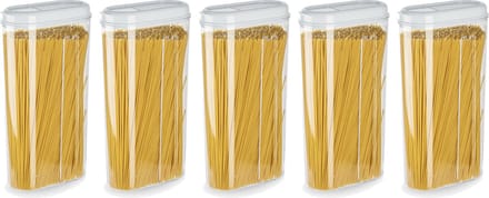 Plasticforte Voedselcontainer strooibus - 5x - wit - 2350 ml - kunststof - voorraadpotten