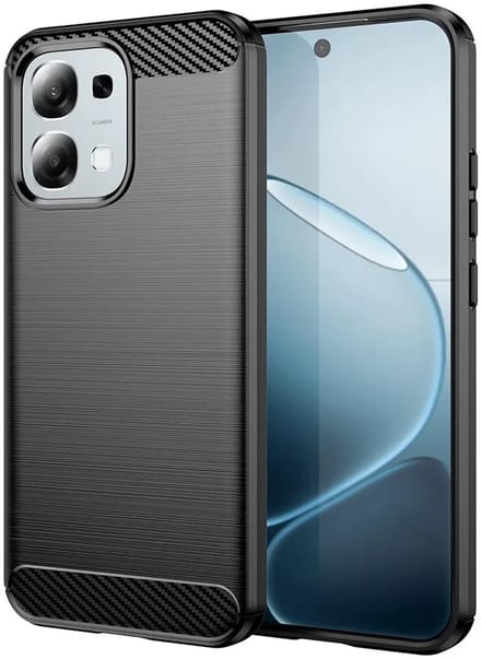 Hoesje geschikt voor Oppo A6 Pro - Techsuit Carbon Silicone Back Cover - Zwart