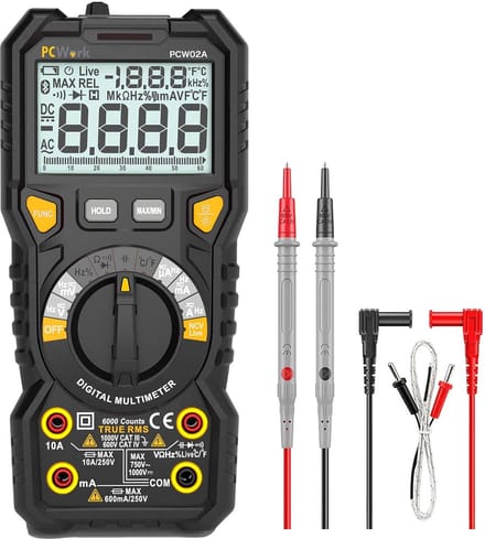 Professionele digitale multimeter 1000 V - TRUE RMS, groot lcd-display, auto-range, verlichte aansluitingen
