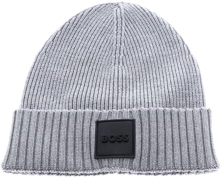 BOSS muts Flavio Beanie Silver Lichtgrijs