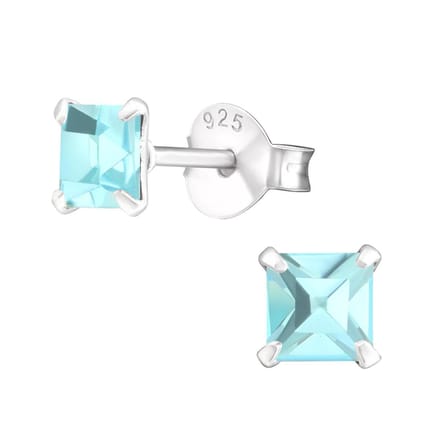 Amanto Oorbellen Flynn Aqua - 925 Zilver E-Coating - Vierkant - ∅4mm