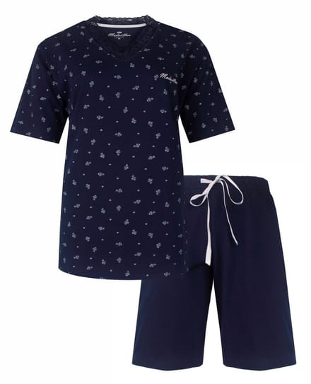Medaillon Dames Shortama - Pyjama Set - Nachtkleding - Donker Blauw - Maat M