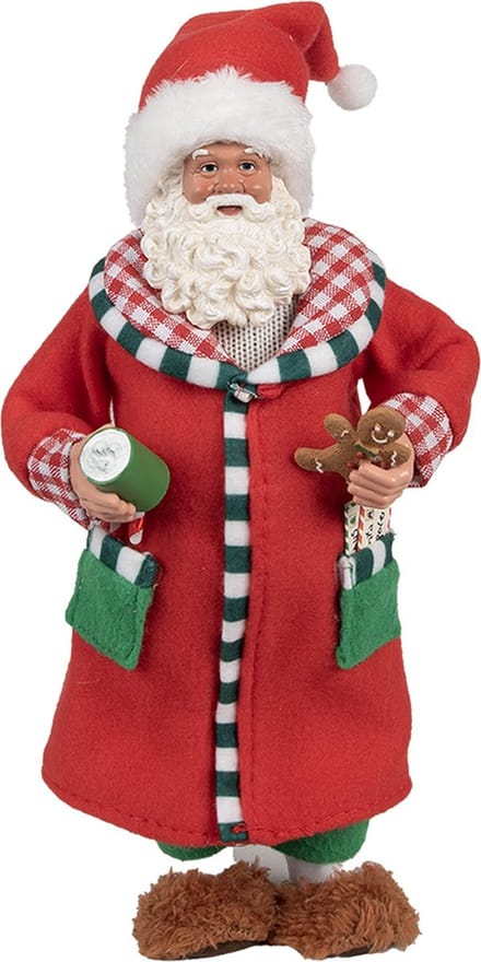 Clayre & Eef Kerstdecoratie Beeld Kerstman 28 cm Rood Kunststof