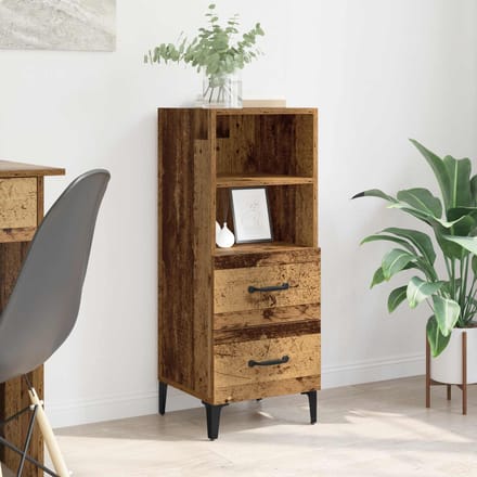 vidaXL - Dressoir - Oud - hout - 34 - x - 34,5 - x - 90 - cm - Bewerkt - hout