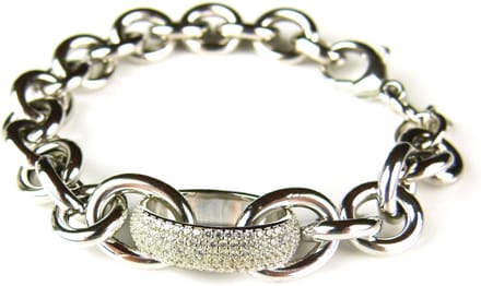 Armband in zilver met schakels en cubic zirconia