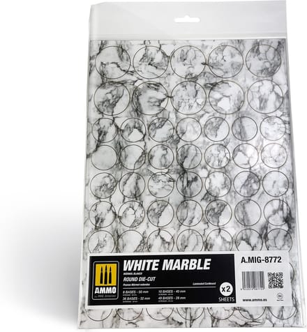 AMMO by Mig Jimenez Modelbouwdecoratie - MIG 8772 Marble White - Round Die-cut Wargames - 2pcs Accessoires set