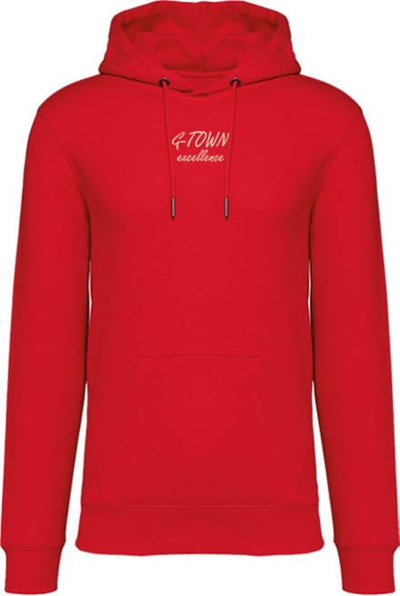 G-TOWN - Excellence Dames Hoodie – Rood met Gouden Opdruk – Regular Fit